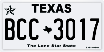 TX license plate BCC3017