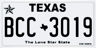 TX license plate BCC3019