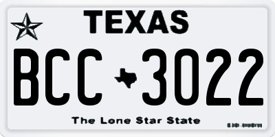 TX license plate BCC3022