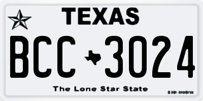 TX license plate BCC3024