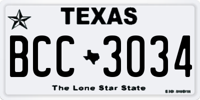 TX license plate BCC3034