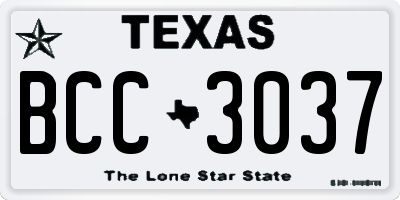 TX license plate BCC3037