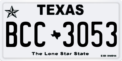 TX license plate BCC3053