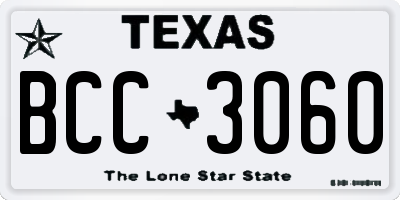 TX license plate BCC3060