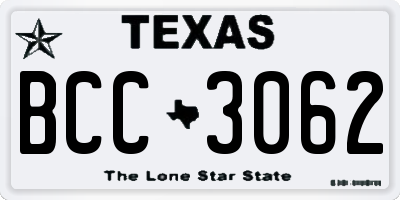 TX license plate BCC3062