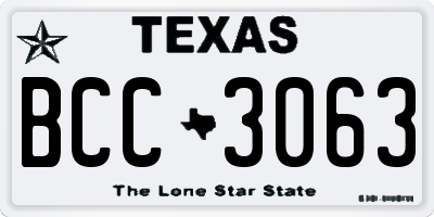 TX license plate BCC3063