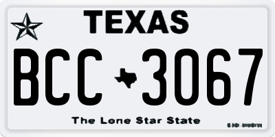 TX license plate BCC3067