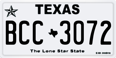 TX license plate BCC3072