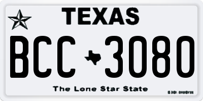 TX license plate BCC3080