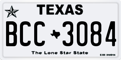 TX license plate BCC3084