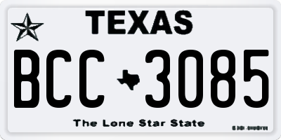 TX license plate BCC3085