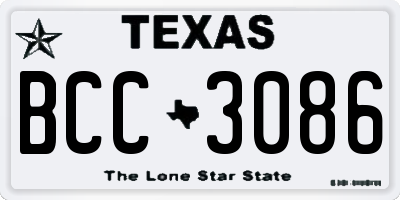 TX license plate BCC3086