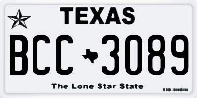 TX license plate BCC3089