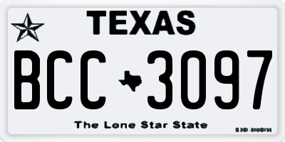 TX license plate BCC3097