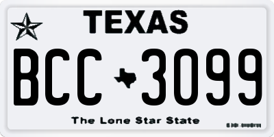 TX license plate BCC3099