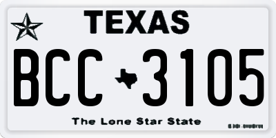 TX license plate BCC3105