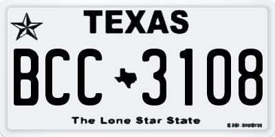 TX license plate BCC3108