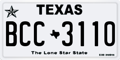 TX license plate BCC3110