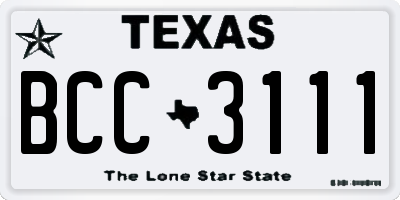 TX license plate BCC3111