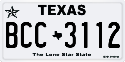 TX license plate BCC3112