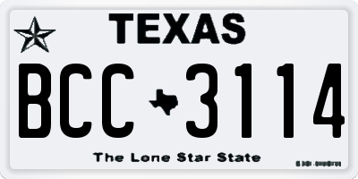TX license plate BCC3114
