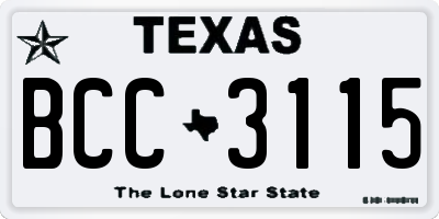 TX license plate BCC3115