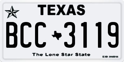 TX license plate BCC3119