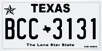 TX license plate BCC3131