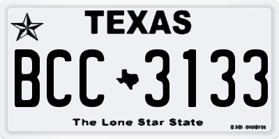 TX license plate BCC3133