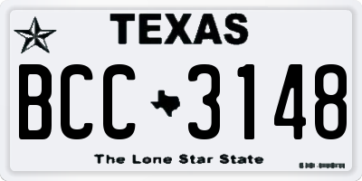 TX license plate BCC3148