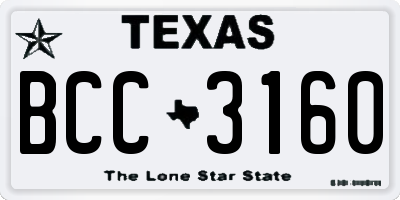 TX license plate BCC3160