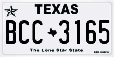 TX license plate BCC3165