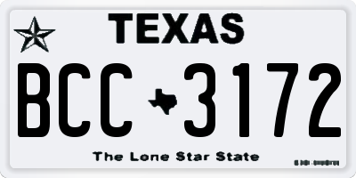 TX license plate BCC3172