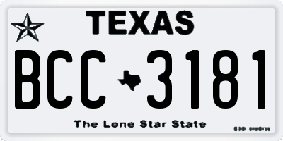 TX license plate BCC3181