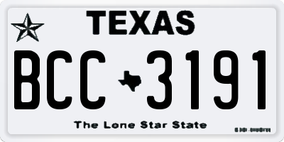 TX license plate BCC3191