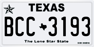 TX license plate BCC3193