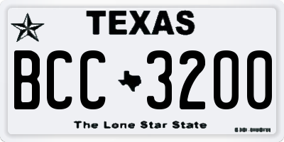 TX license plate BCC3200