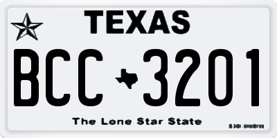 TX license plate BCC3201