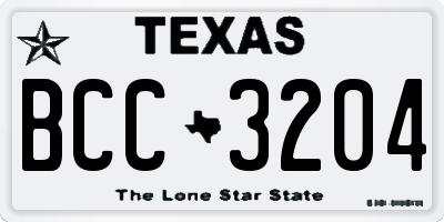 TX license plate BCC3204