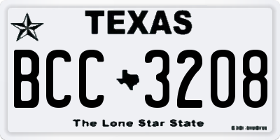 TX license plate BCC3208