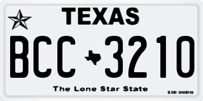 TX license plate BCC3210