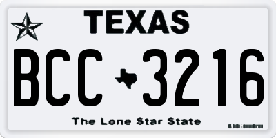TX license plate BCC3216