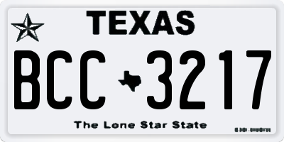 TX license plate BCC3217