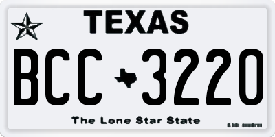 TX license plate BCC3220