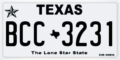TX license plate BCC3231