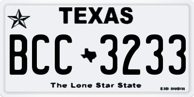 TX license plate BCC3233