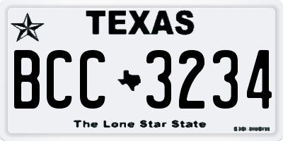 TX license plate BCC3234