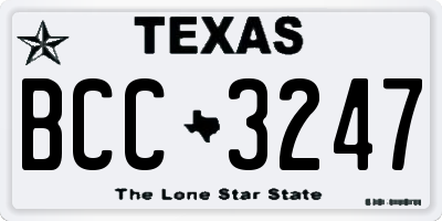 TX license plate BCC3247