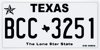 TX license plate BCC3251