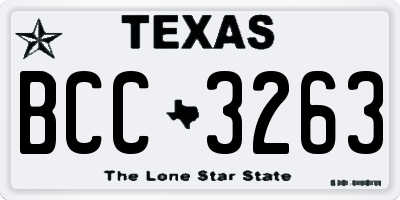 TX license plate BCC3263